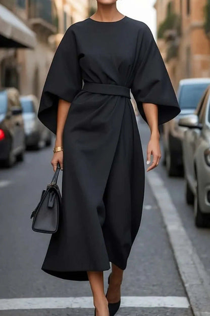 Robe longue femme élégante lacée à manches bouffantes