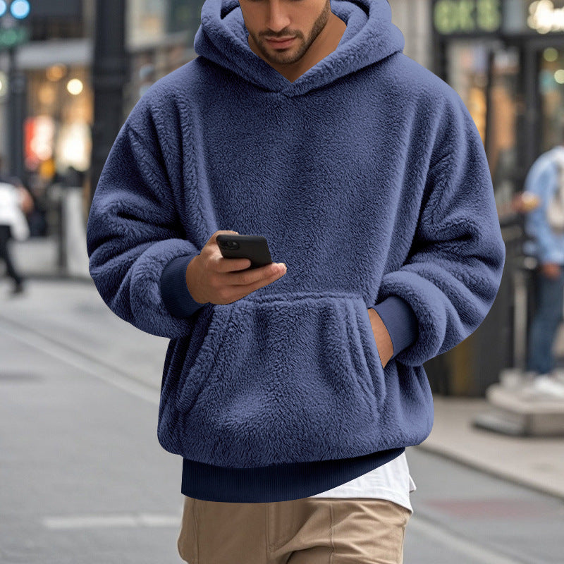 Grand Hoodie en Polaire pour Hommes Confortable Moderne avec Poche Kangourou