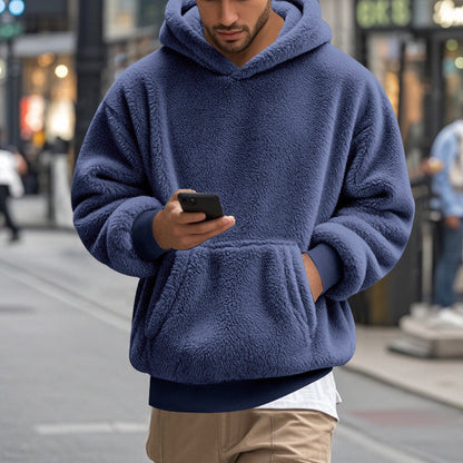 Grand Hoodie en Polaire pour Hommes Confortable Moderne avec Poche Kangourou