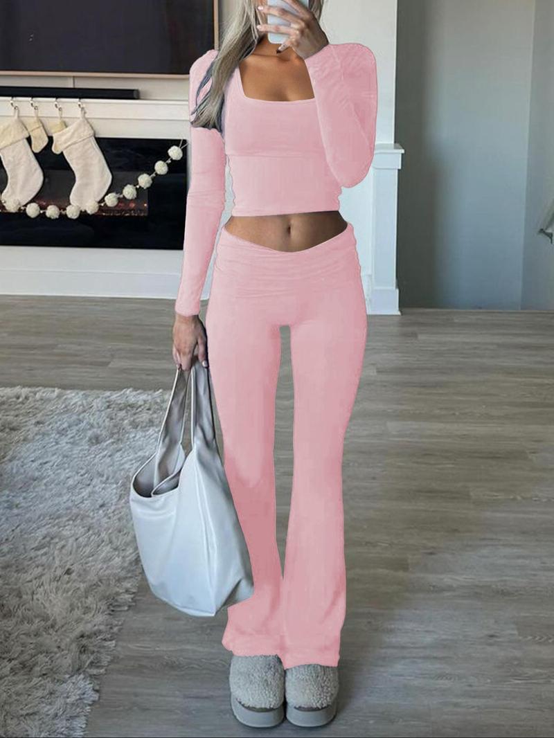 Ensemble de sport pour femme – Haut à manches longues et pantalon ample