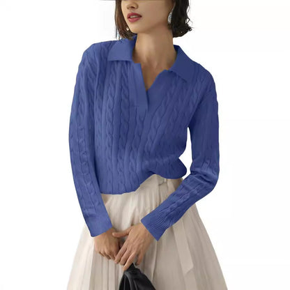 Polo femme tricot motifs couleurs contrastées élégant