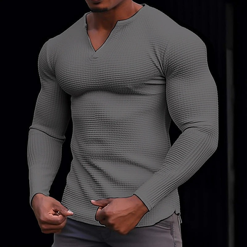 T-shirt à manches longues structuré élégant pour hommes