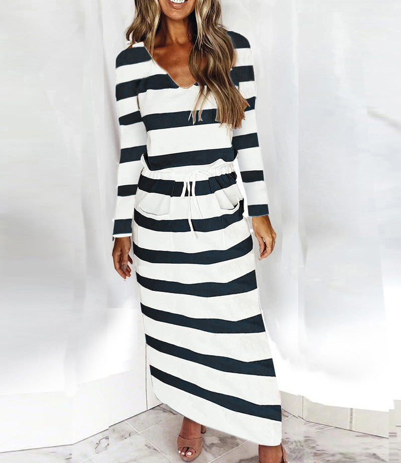 Robe d'été femme col V robe de plage avec poches
