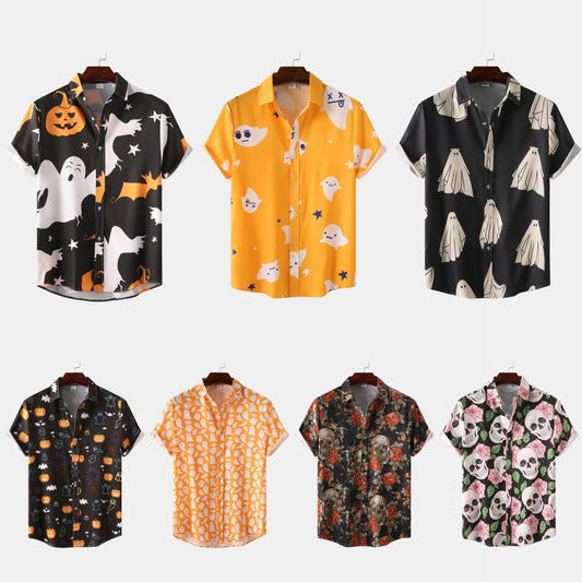 Herren T-Shirt Totenkopf Blumen Trendy Sommer - IdealeKleiden