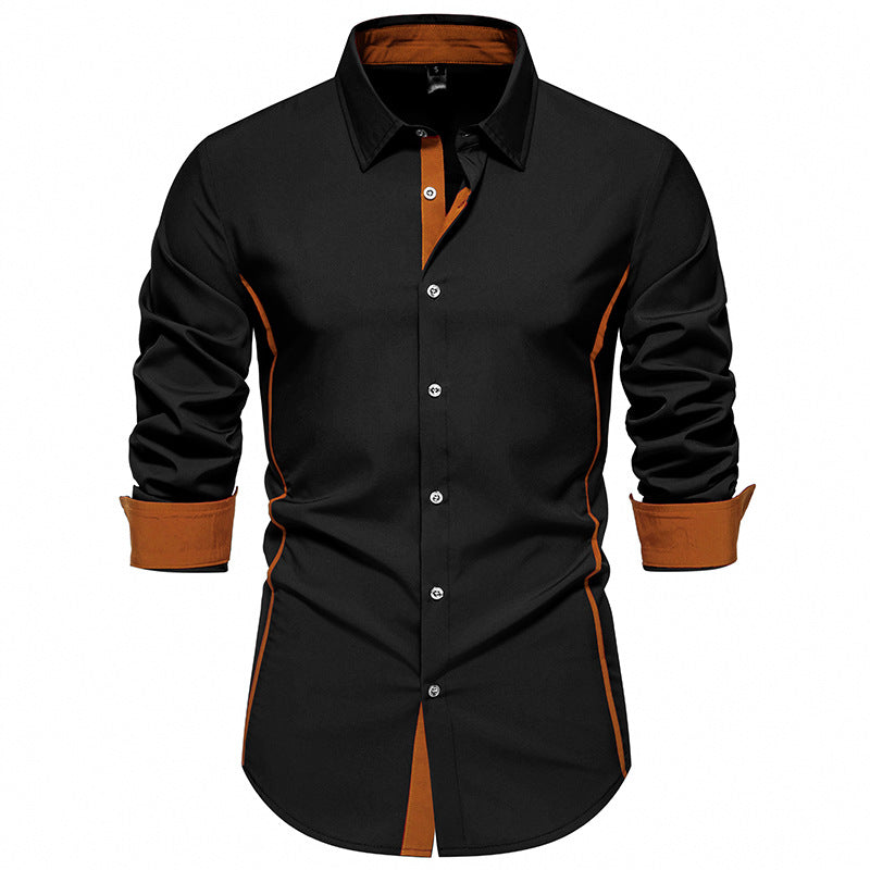 Chemise homme manches longues Coupe Moderne Coutures Contrastantes