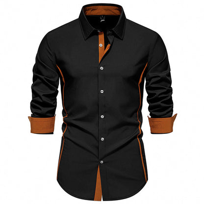 Chemise homme manches longues Coupe Moderne Coutures Contrastantes