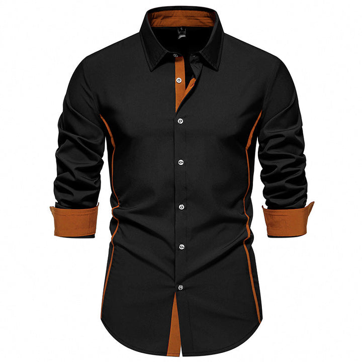 Chemise homme manches longues Coupe Moderne Coutures Contrastantes