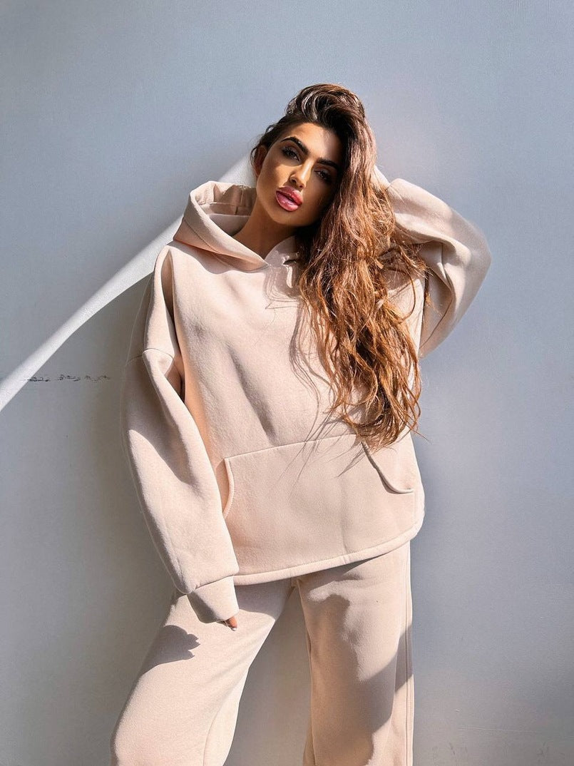 Ensemble Sweat à capuche oversize et jogging large femme