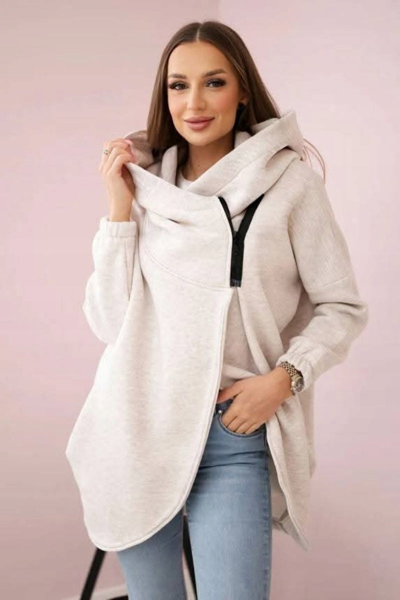 Veste sweat élégante Fermeture éclair asymétrique