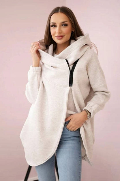 Veste sweat élégante Fermeture éclair asymétrique