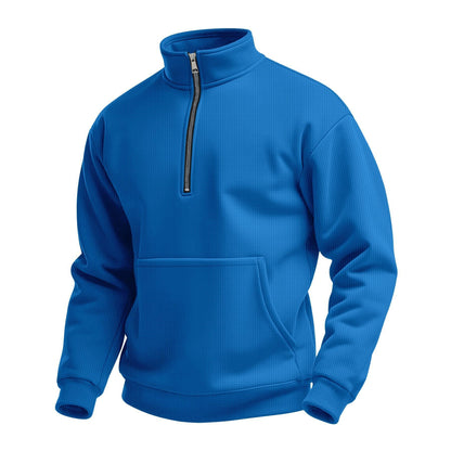 Chandail polaire pour hommes, col montant, poche kangourou, pratique
