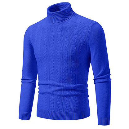 Pull-over homme col roulé tricot torsadé