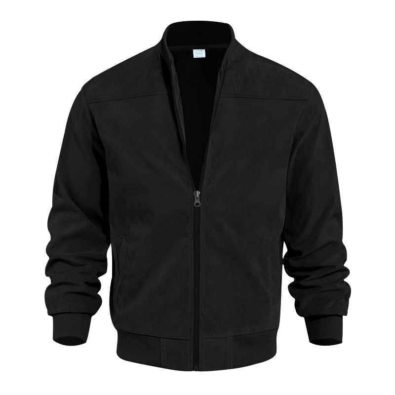 Manteau en cuir, blouson aviateur, aspect daim, col montant, élastique