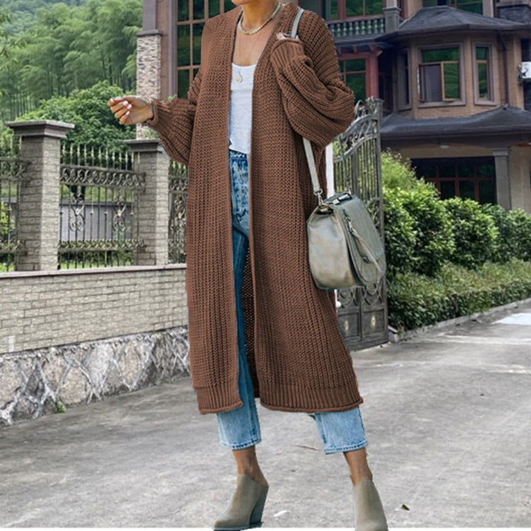 Cardigan en maille pour femme, manches larges, design élégant