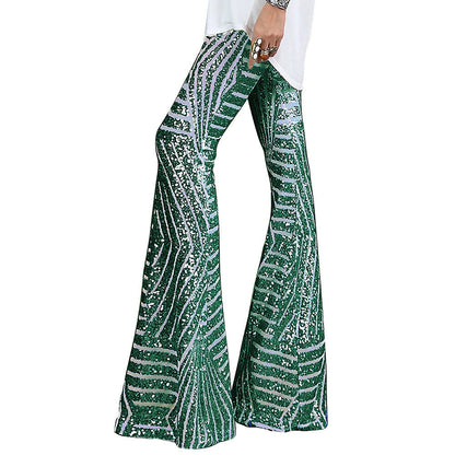 Pantalon de fête pailleté, coupe évasée et design à sequins