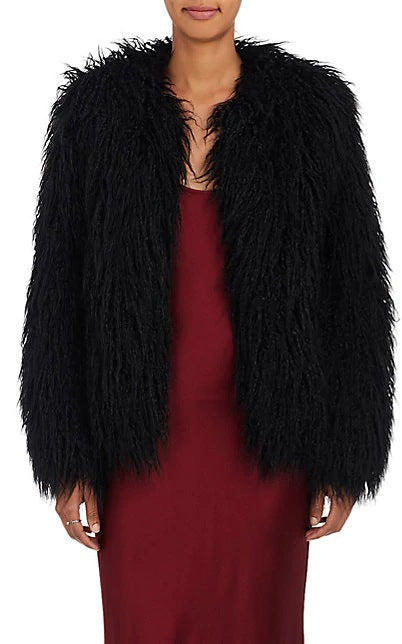 Veste en fausse fourrure pour femme, manches douces et volumineuses