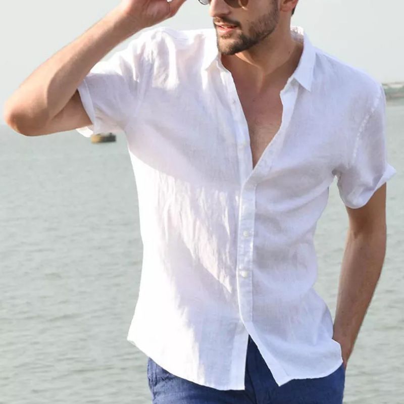 Chemise d'été homme Lin Confortable Élégante