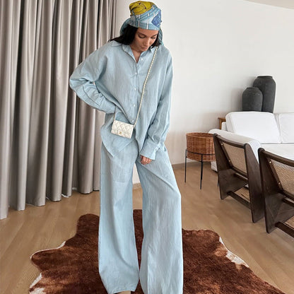 Ensemble de détente femme en lin confortable pour l'été