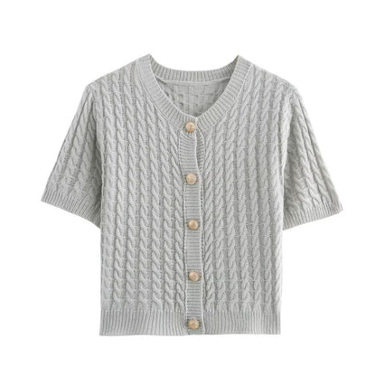 Gilet Court Femme Manches Courtes Élégant Décoré