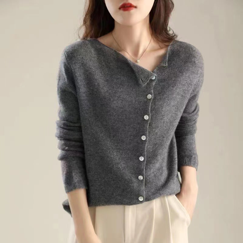 Eleganter Langarm-Pullover mit Knöpfen Damen - IdealeKleiden