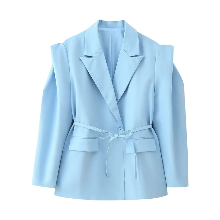 Veste blazer oversize élégante pour femme avec ceinture