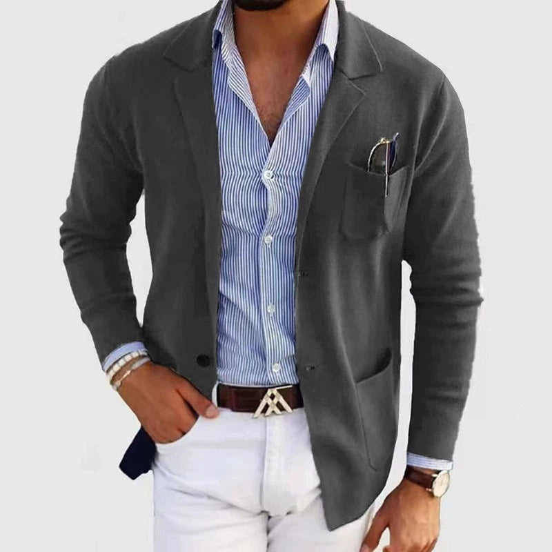 Blazer en maille élégant pour homme avec poches pratiques