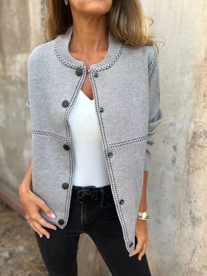 Cardigan doux Coupe décontractée Col rond
