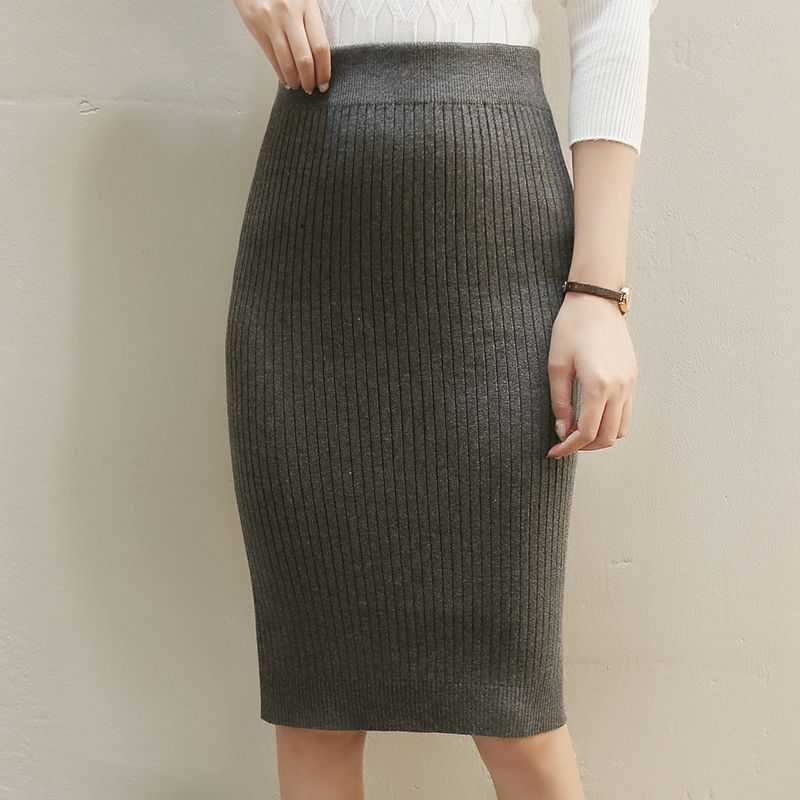 Jupe en maille taille haute mi-longue pour femme