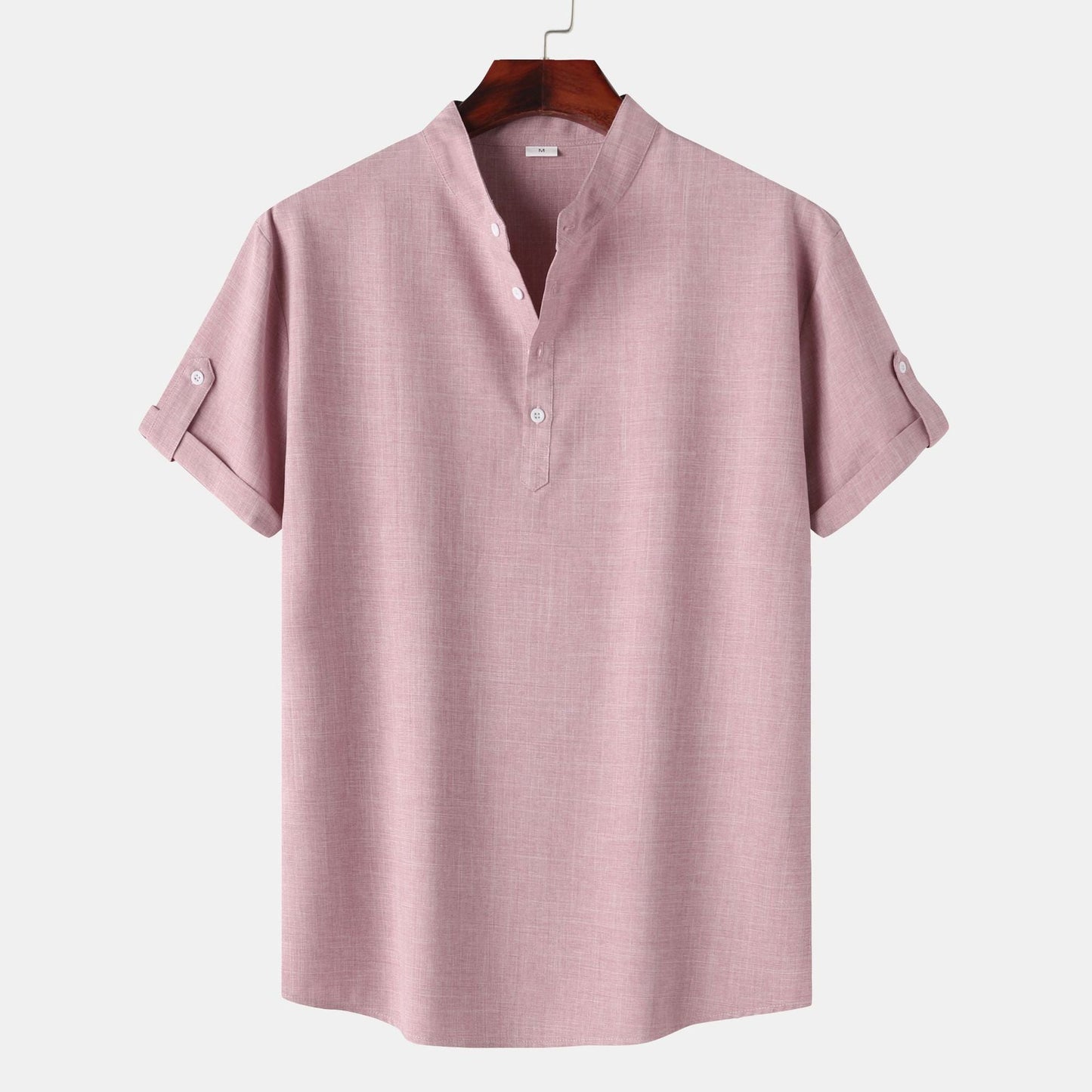 Chemise à manches courtes pour homme, style Henley moderne