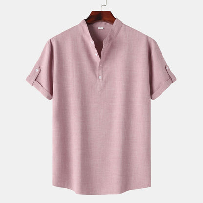 Chemise à manches courtes pour homme, style Henley moderne
