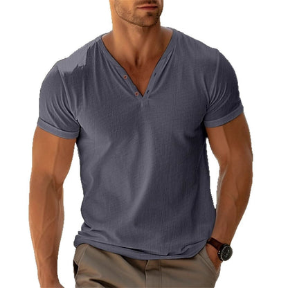 T-shirt Henley léger pour hommes Confortable Respirant