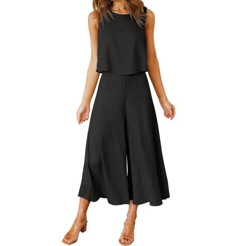 Combinaison élégante fluide jambe large pour femme