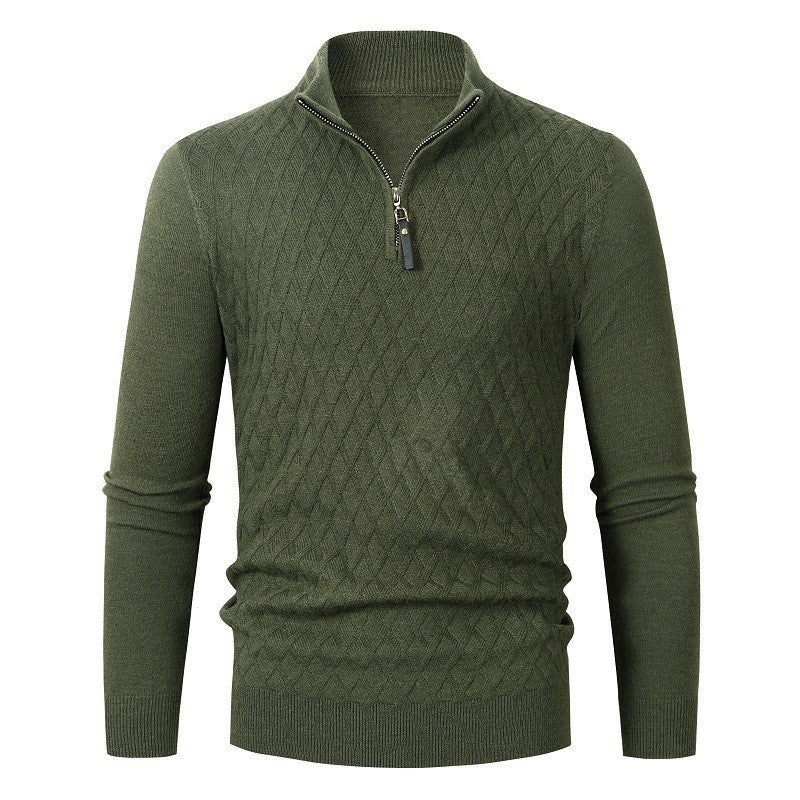 Pull en tricot losanges moderne zippé pour homme