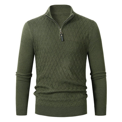 Pull en tricot losanges moderne zippé pour homme