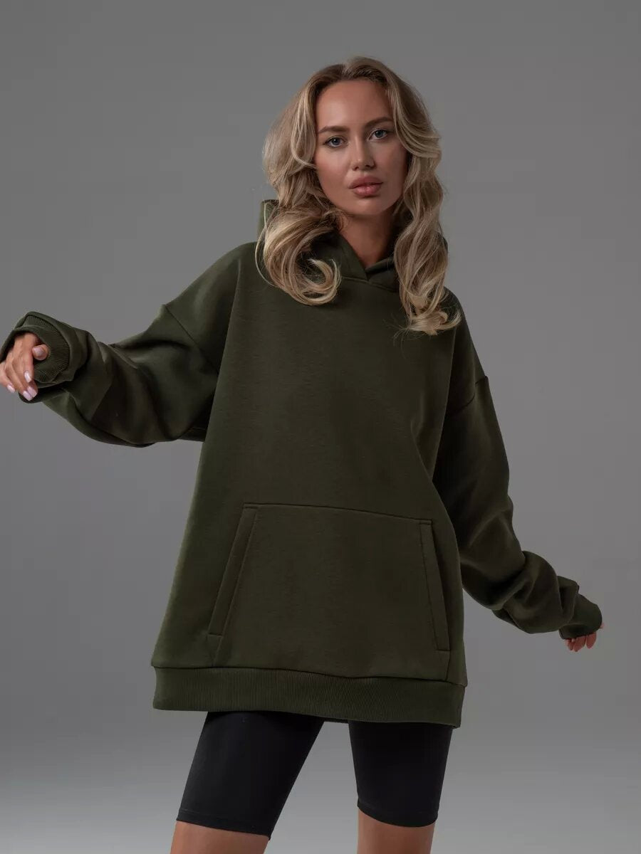 Grand Sweat à Capuche Doux et Moelleux pour Femmes avec Poche Kangourou