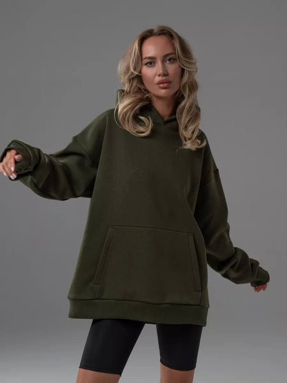 Grand Sweat à Capuche Doux et Moelleux pour Femmes avec Poche Kangourou