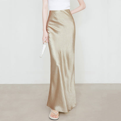 Damen Maxirock Elegant Viskose Satin Luxus Kleid - IdealeKleiden