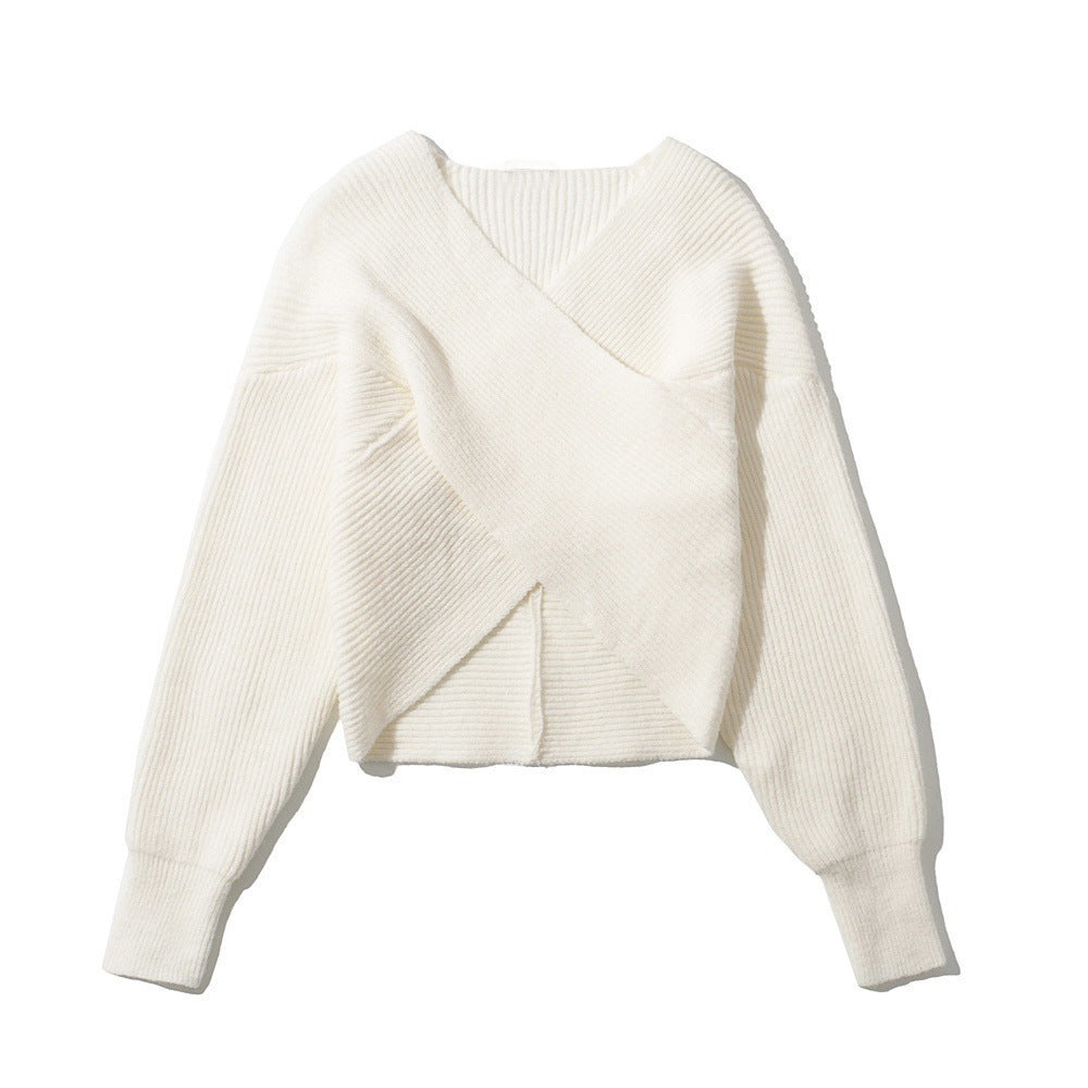Pull tricoté pour femme, look cache-cœur moderne