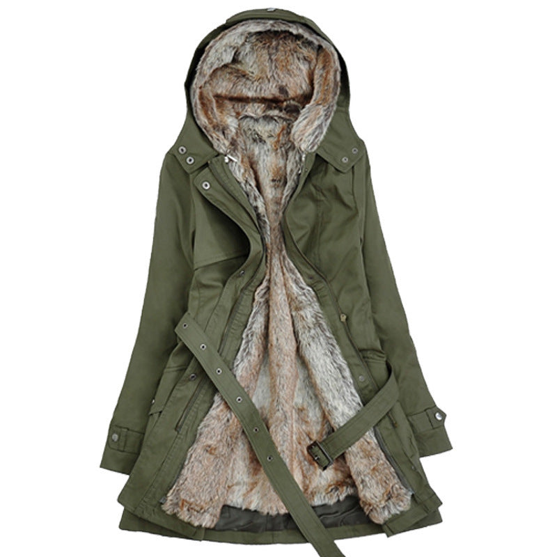 Parka d'hiver doublé pour femme avec capuche
