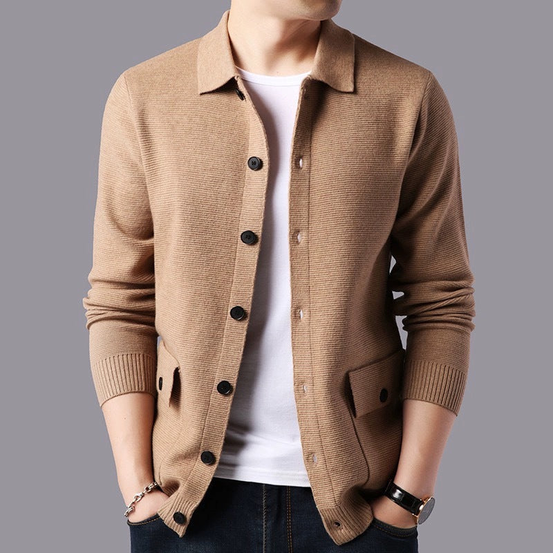 Herren Strickjacke Mit Knöpfen Und Taschen Praktisch - IdealeKleiden