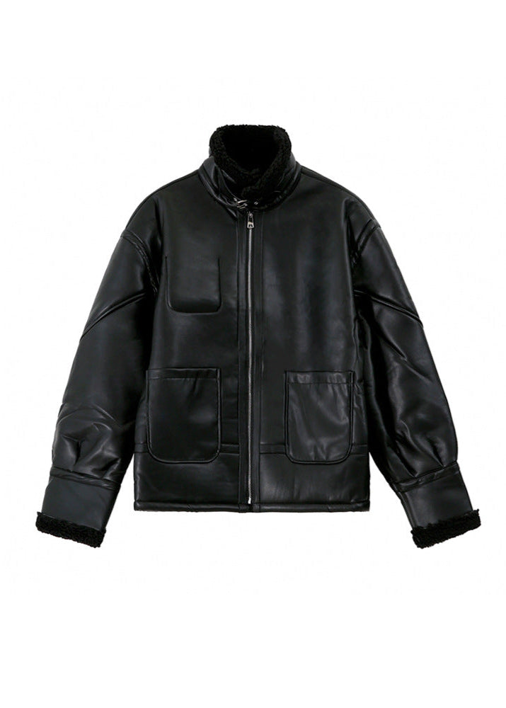 Blouson en cuir élégant, style aviateur