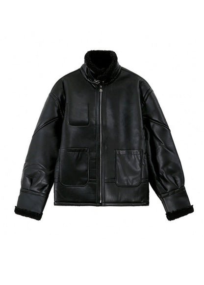 Blouson en cuir élégant, style aviateur