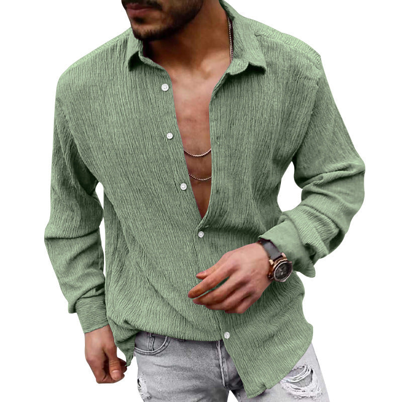 Chemise à manches longues homme effet texturé moderne