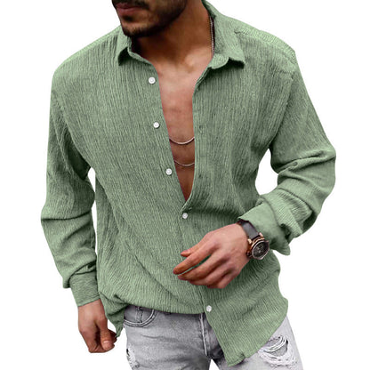 Chemise à manches longues homme effet texturé moderne