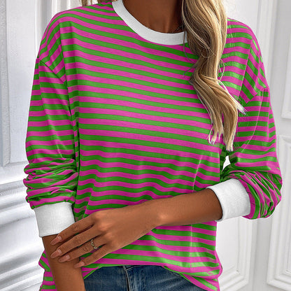 Pull Femme Rayures Longues Confortable Oversize