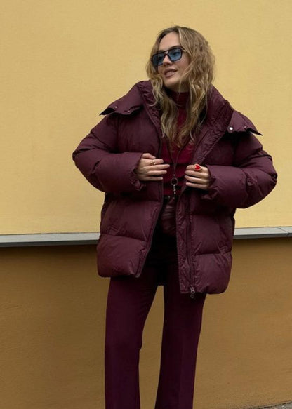 Doudoune d'hiver de luxe couleur bordeaux