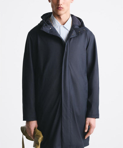 Imperméable long pour homme avec capuche, déperlant