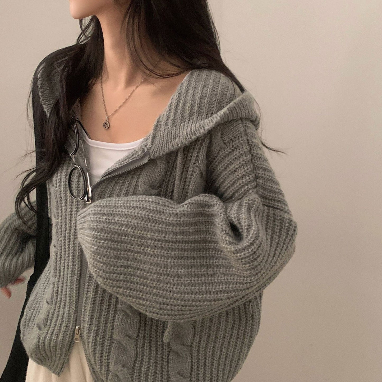 Cardigan à capuche femme chaud confortable