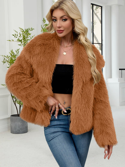 Veste oversize en fausse fourrure douce et volumineuse pour femme