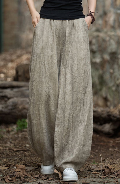 Pantalon femme en lin ample et confortable pour l'été